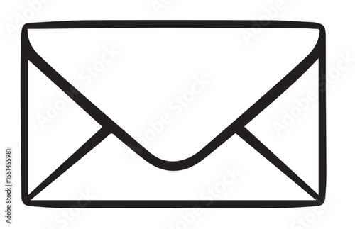 A simple black outline drawing of a closed envelope, depicting mail or communication, on a plain white background.