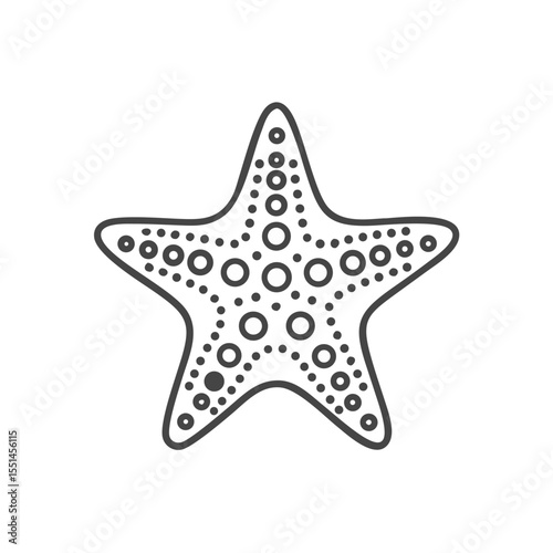 A detailed illustration of a starfish with circular patterns, showcasing its unique texture and shape.