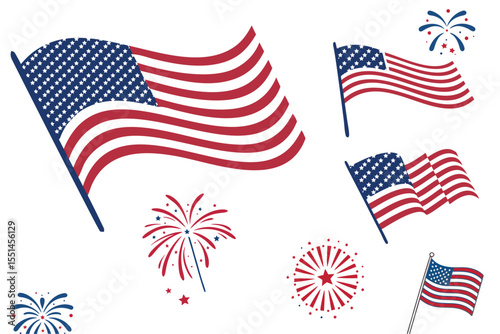 american flag vector illustration, 4th july
