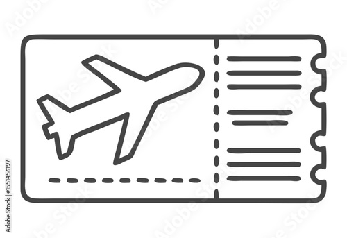 Graphic illustration of an airplane ticket featuring a simple airplane icon.