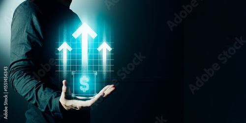 hand of businessman interactive touching a holographic of transaction financial network data system, concept of technology artificial intelligence with human user application