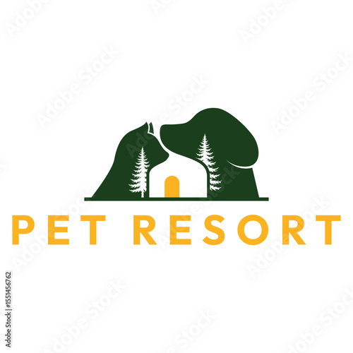 pet resort flat minimalist logo design