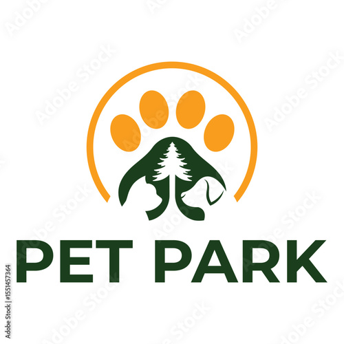 pet playground park flat minimalist logo design