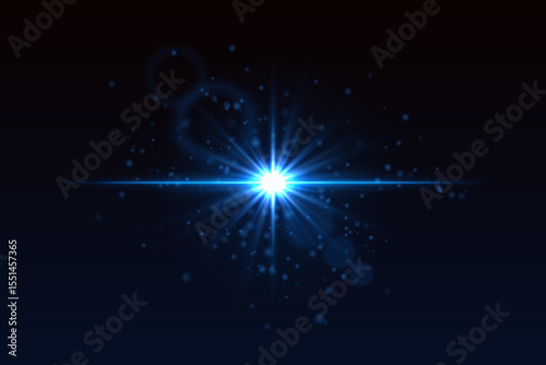 Light burst with glow particles and subtle lens flare rings. Radiating star flash on black background for cinematic or sci-fi look.