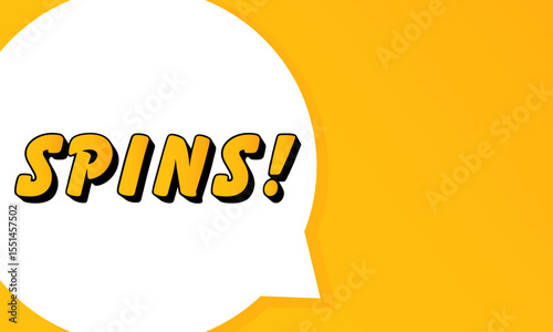 Spins speech bubble. Bold outline, comic style shape, vibrant background, dialog element, visual communication, announcement layout, message highlight, template for interaction.