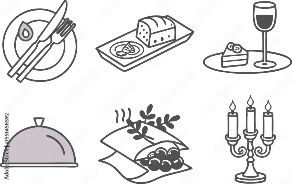 Fototapeta premium Hand Drawn Thanksgiving Icons for Autumn and Holiday Design Projects. Festive Thanksgiving Icon Collection for Seasonal Graphic Needs. Thanksgiving Symbol Set Ideal for Holiday Cards and Posters