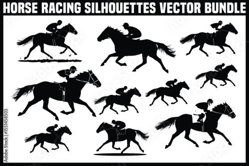 
"Horse Racing Silhouette Bundle"