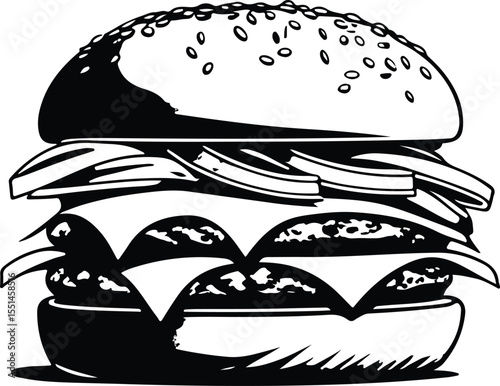Silhouette Double Layer Beef Burger with Cheese