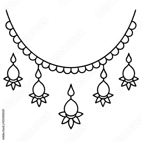 Diya Garland Outline Design