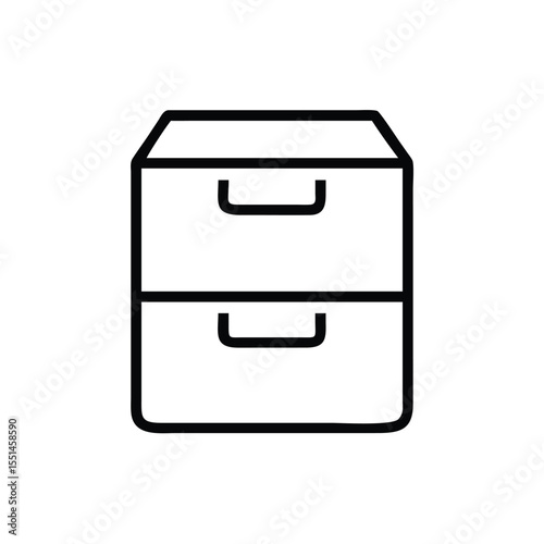 Two drawer filing cabinet icon vector illustration for office furniture and storage solutions design 