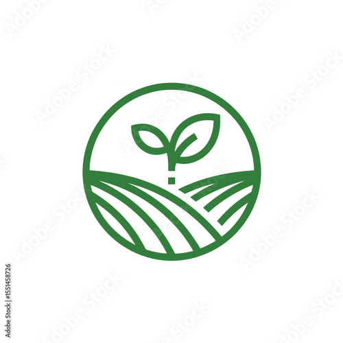 Eco Farm Logo Design, Green Agriculture Emblem, Organic Farming Vector Symbol, 