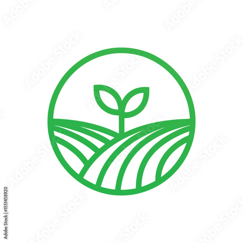 Eco Farm Logo Design, Green Agriculture Emblem, Organic Farming Vector Symbol, 