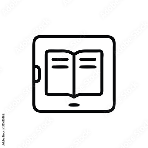 Ebook reader tablet online reading digital book library digital learning concept icon