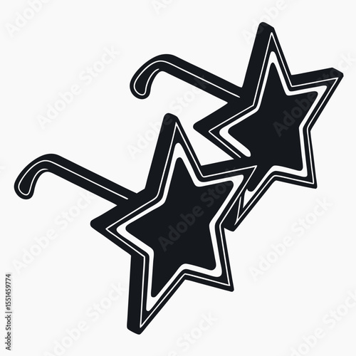 Funky black star shaped sunglasses isolated on white background