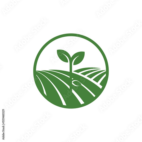 Eco Farm Logo Design, Green Agriculture Emblem, Organic Farming Vector Symbol, 