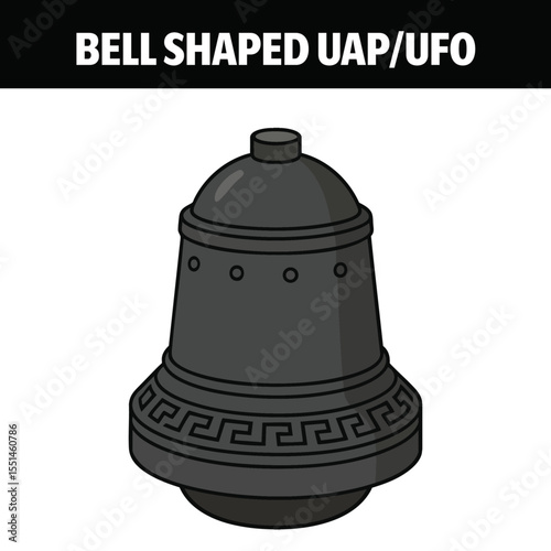 Cartoon Bell-Shaped UAP/UFO – “Die Glocke” Mystery Craft Illustration