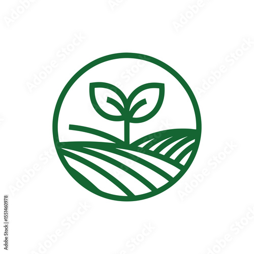 Eco Farm Logo Design, Green Agriculture Emblem, Organic Farming Vector Symbol, 