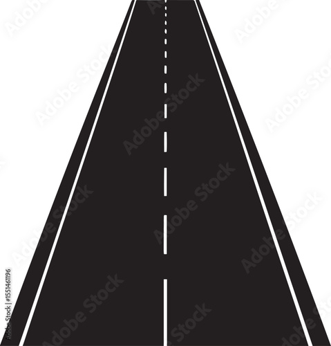 Minimal design of asphalt road with center dashed white line.