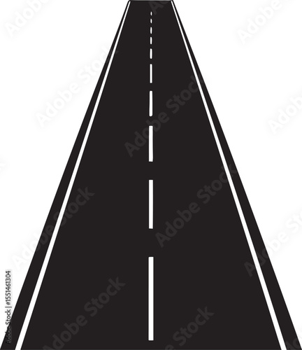 Minimalist road vector with dashed white center and clean background.
