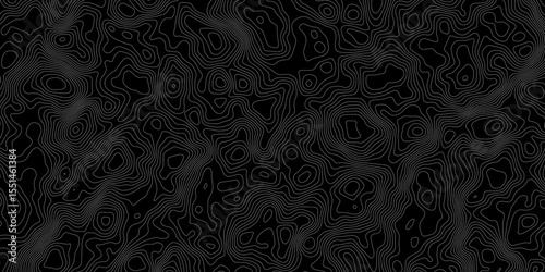  topographical map style background with white contour lines on a black surface background.
