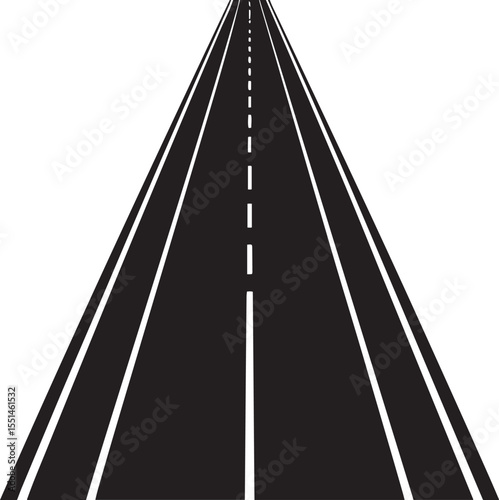 Simple road vector illustration with centered dashed white divider.