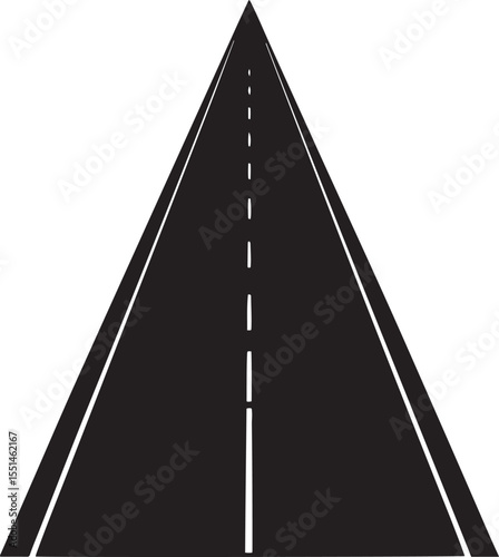 Vector road illustration with center dashed line and white background.