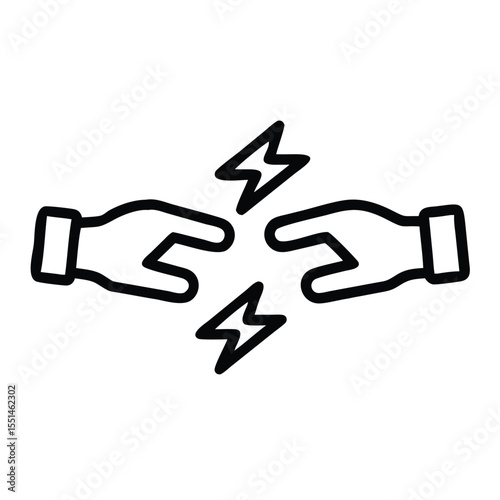 Hand gesture icon for conflict resolution, power struggle, and disagreement concept design