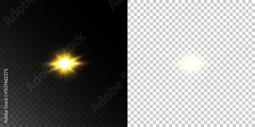 Gold Party Light Effect Featuring Flare, Flash Explosion, and Glistering Glow on a Dark Abstract Background
