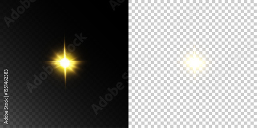 Gold Party Light Effect Featuring Flare, Flash Explosion, and Glistering Glow on a Dark Abstract Background