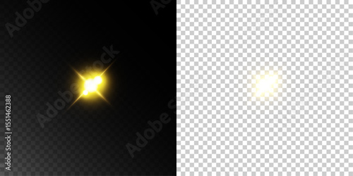Gold Party Light Effect Featuring Flare, Flash Explosion, and Glistering Glow on a Dark Abstract Background