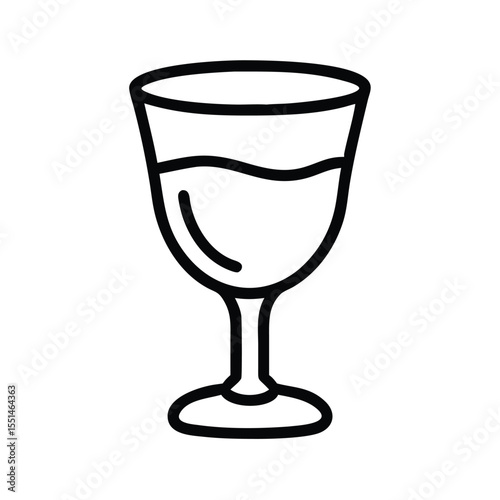 Wine glass vector icon illustration, wine glass outline drawing for menu and bar related design needs