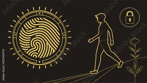 Biometric authentication security system for personal data protection and identity verification concept