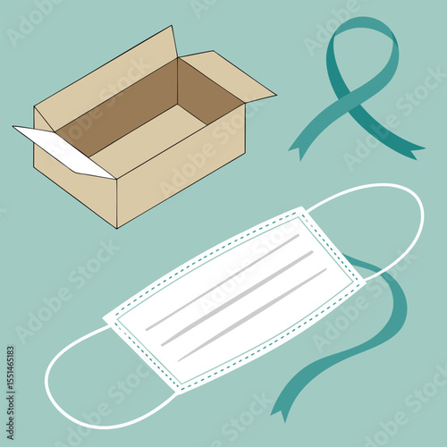 Medical Mask on Cardboard
