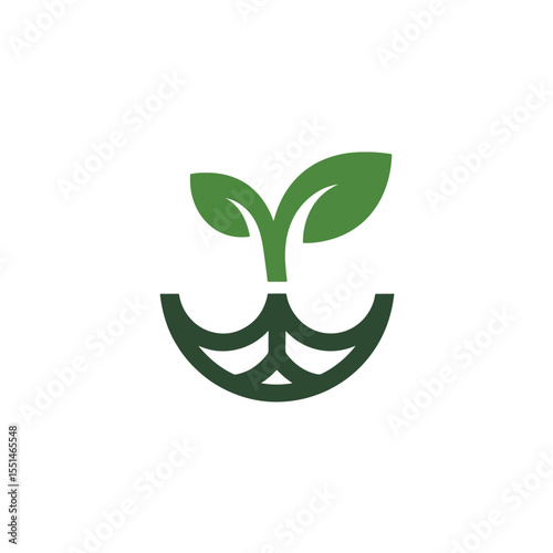 Abstract Green Plant Logo, Modern Eco Growth Icon, Leaf and Nature Symbol Design, 