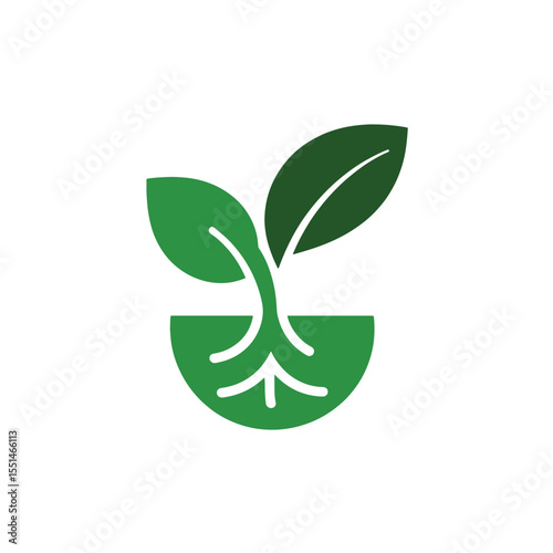 Abstract Green Plant Logo, Modern Eco Growth Icon, Leaf and Nature Symbol Design, 