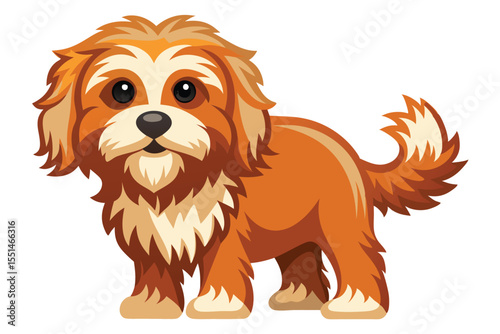 Adorable Fluffy Dog with Warm Brown Fur A Playful and Heartwarming Illustration for Animal Lovers and Canine Enthusiasts
