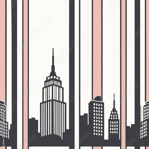 Minimalist new york city skyline vector illustration with elegant geometric pattern design backdrop