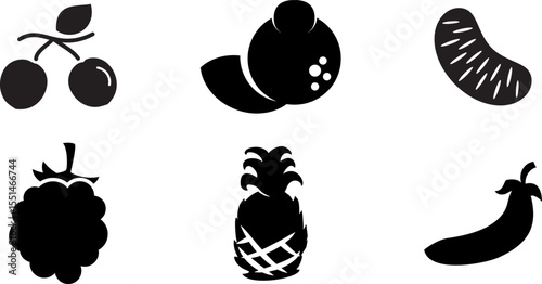 Modern Rounded Filled Fruits Icon Set