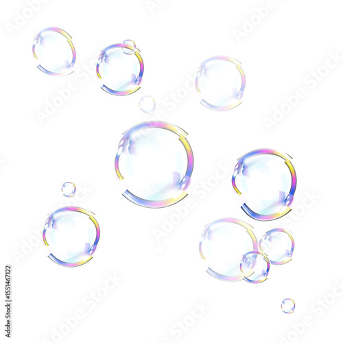 Transparent Iridescent Soap Bubble PNG with Prismatic Glow, Floating Light Effect, and Realistic Holographic Shine on a Soft Background