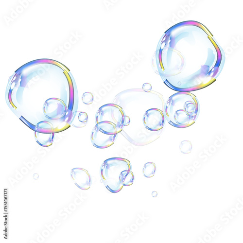 Transparent Iridescent Soap Bubble PNG with Prismatic Glow, Floating Light Effect, and Realistic Holographic Shine on a Soft Background