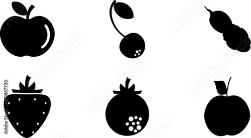Modern Rounded Filled Fruits Icon Set