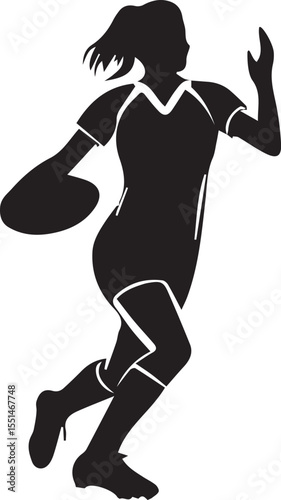 Silhouette Female Rugby Player Playing Position