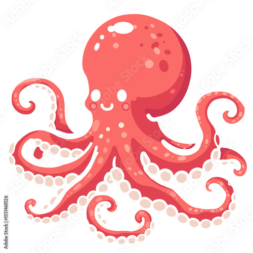 Octopus Vector Flat Illustration With Transparant Background 