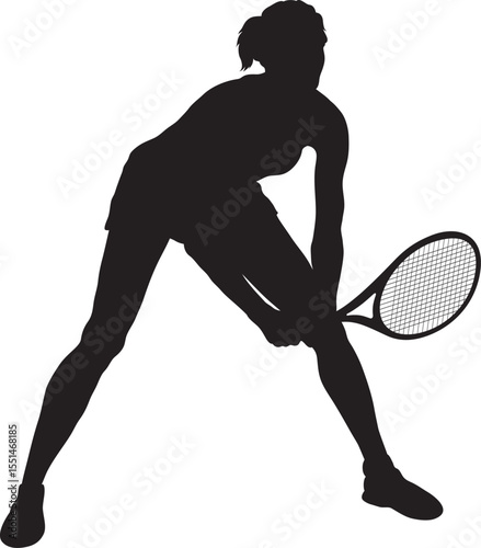 Silhouette Female Tennis Player starting play position