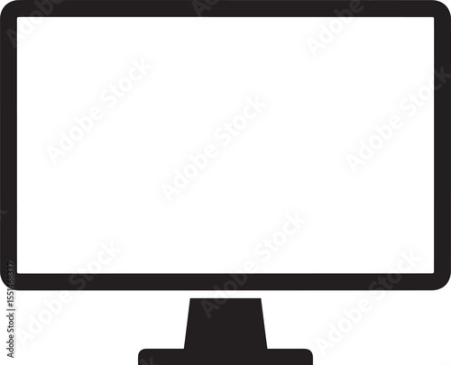 LCD Monitor TV Vector Silhouette Illustration on Transparent Background