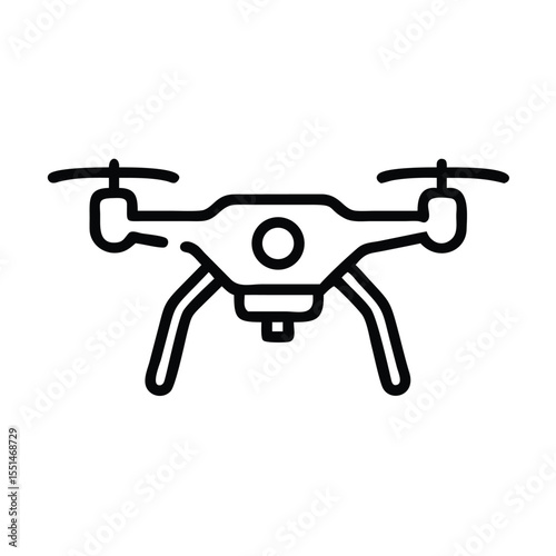 Drone icon vector illustration of quadcopter for aerial photography and videography technology concept
