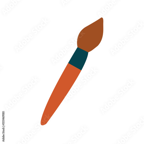 Paintbrush Icon in Flat Design Style for Art and Creativity Themes