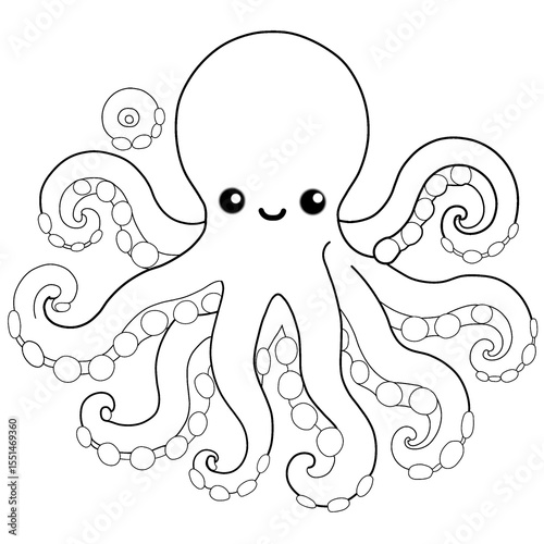 Octopus Vector Flat Illustration With Transparant Background 