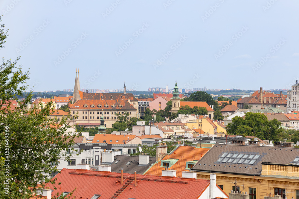 Fototapeta premium A bird's eye view of the European old town in the central part