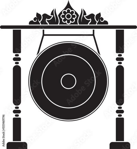 Silhouette Gong traditional musical instrument